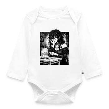 Gothic Nachtschwärmerin im Glas - Baby Bio-Langarm-Body - Weiß - Vorne