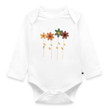 Retro-Blumen in der Reihe - Baby Bio-Langarm-Body - Weiß - Vorne
