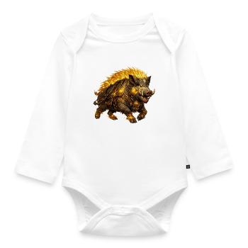 Gullinborsti – Der goldene Eber der Wikinger - Baby Bio-Langarm-Body - Weiß - Vorne