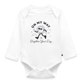 Retro Sonne: On My Way to Brighten Your Day - Baby Bio-Langarm-Body - Weiß - Vorne