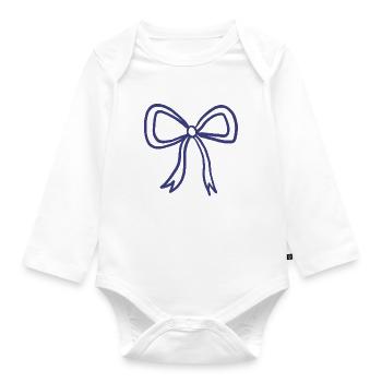 Minimale Schleifen-Linienkunst - Baby Bio-Langarm-Body - Weiß - Vorne
