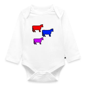 Kühe - Baby Bio-Langarm-Body - Weiß - Vorne