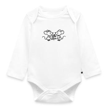 Real Love Mouse Pair - Organic Longsleeve Baby Bodysuit - white - Front