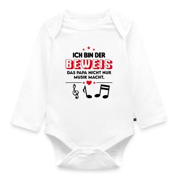 Beweis Papa Musik Music Noten Babysprüche - Baby Bio-Langarm-Body - Weiß - Vorne