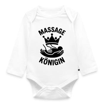Masseurin Massage Königin - Baby Bio-Langarm-Body - Weiß - Vorne