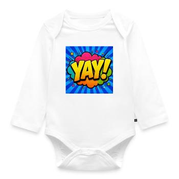 Energetic Comic Lettering – Pop Art Design - Organic Longsleeve Baby Bodysuit - white - Front
