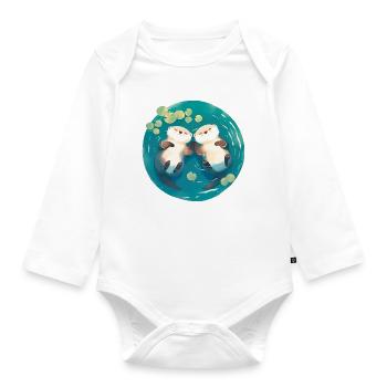 Otter süß Valentinstag Jahrestag Hochzeitstag Paar - Baby Bio-Langarm-Body - Weiß - Vorne
