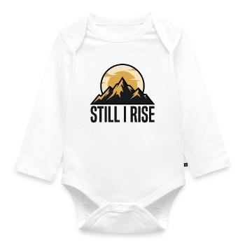 Mountain silhouettes at sunrise - Organic Longsleeve Baby Bodysuit - white - Front