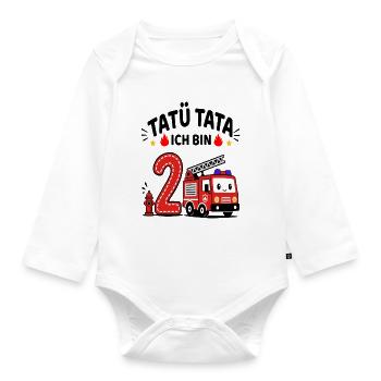 Feuerwehr Geburtstag 2 Jahr Shirt Ich bin 2 - Baby Bio-Langarm-Body - Weiß - Vorne