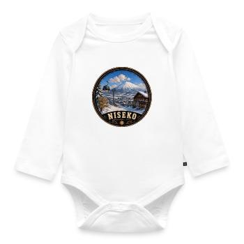Niseko Hokkaido Winterurlaub Skifahren Snowboard - Baby Bio-Langarm-Body - Weiß - Vorne