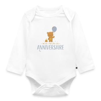 Mon Premier Anniversaire Bébé - Body Bébé bio manches longues - blanc - Devant