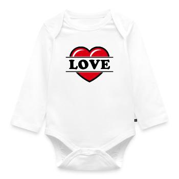 Cœur / Cœur / Amour (Noir 2C) - Body Bébé bio manches longues - blanc - Devant
