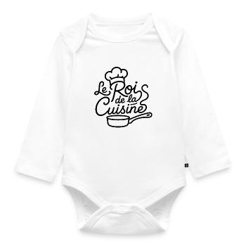 Roi de la Cuisine 👑 | Cadeau pour Chef Cuisiniet - Body Bébé bio manches longues - blanc - Devant