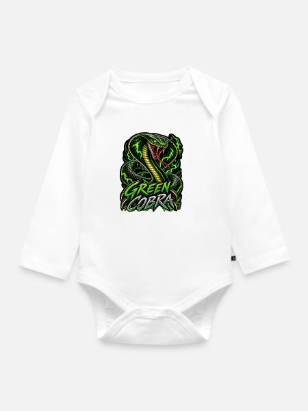 Green Cobra – Neon Kobra - Baby Bio-Langarm-Body - Weiß
