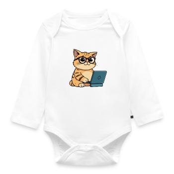 Coding Cat - Baby Bio-Langarm-Body - Weiß - Vorne