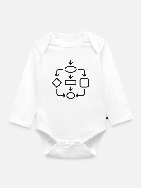 Algorithmus-Flussdiagramm-Linien-Symbol - Baby Bio-Langarm-Body - Weiß
