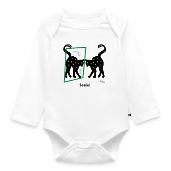 Sternzeichen-Bild Zwilling, Abstraktion - Baby Bio-Langarm-Body - Weiß - Vorne