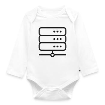 Server-Racklinien-Symbol - Baby Bio-Langarm-Body - Weiß - Vorne