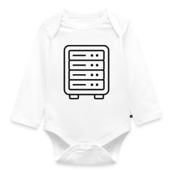 Server-Racklinien-Symbol - Baby Bio-Langarm-Body - Weiß - Vorne