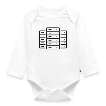 Rechenzentrum-Server-Zeilen-Symbol - Baby Bio-Langarm-Body - Weiß - Vorne