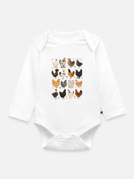 Hühner | Bauernhof & Geflügel - Baby Bio-Langarm-Body - Weiß