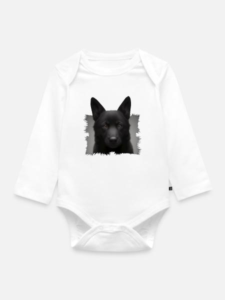 schwarzer schäferhund - Baby Bio-Langarm-Body - Weiß