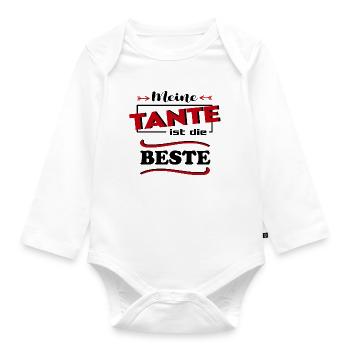 Meine Tante ist die beste Baby Sprüche Body Lustig - Baby Bio-Langarm-Body - Weiß - Vorne