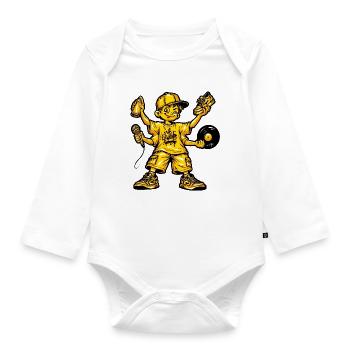 Hip Hop Musik Dance Graffiti - Baby Bio-Langarm-Body - Weiß - Vorne