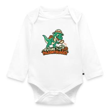 Future Paleontologist / Dino Forscher - Baby Bio-Langarm-Body - Weiß - Vorne