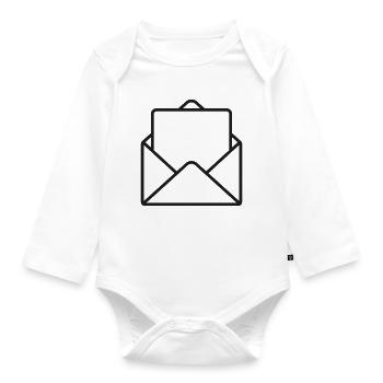 Offenes Buchstabenzeilen-Symbol - Baby Bio-Langarm-Body - Weiß - Vorne