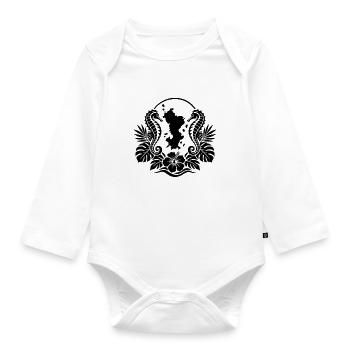 Mayotte Seepferdchen Floral Black - Baby Bio-Langarm-Body - Weiß - Vorne