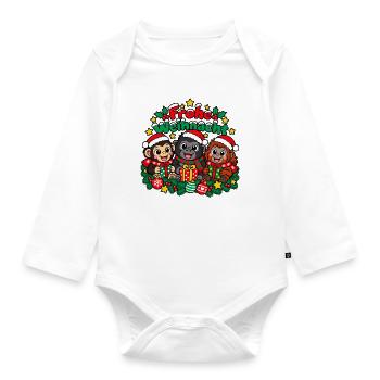 Weihnachts Affen - Baby Bio-Langarm-Body - Weiß - Vorne