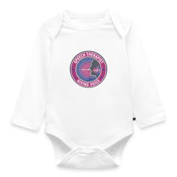Sprachtherapeutin gibt Stimmwellen-Abzeichen-Geschenk - Baby Bio-Langarm-Body - Weiß - Vorne