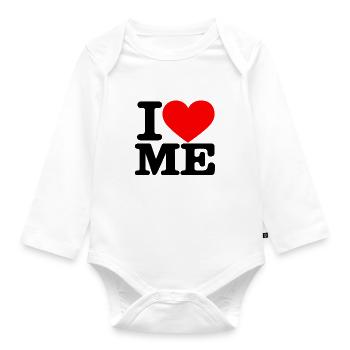 I Love Me – Selbstliebe Statement - Baby Bio-Langarm-Body - Weiß - Vorne