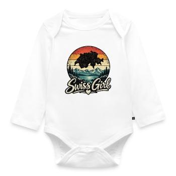 Swiss Girl Retro Look - Baby Bio-Langarm-Body - Weiß - Vorne