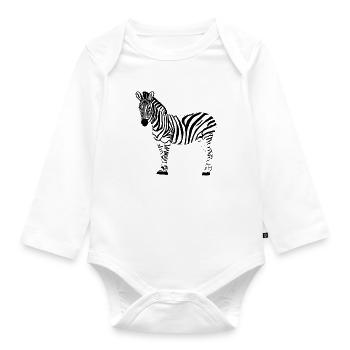 Zebrastreifen - Baby Bio-Langarm-Body - Weiß - Vorne