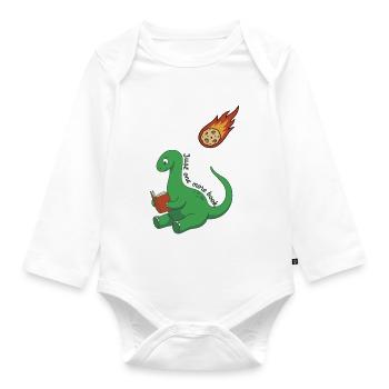Nur noch ein Buch Dinosaurier - Baby Bio-Langarm-Body - Weiß - Vorne