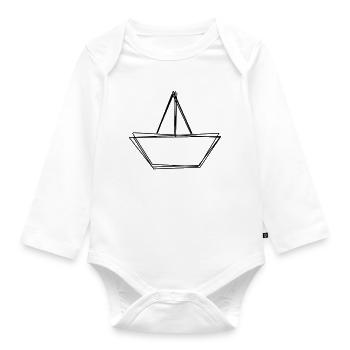 Papierboot handgezeichnet - Baby Bio-Langarm-Body - Weiß - Vorne