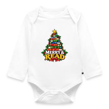 Merry & Read Buch-Weihnachtsbaum - Baby Bio-Langarm-Body - Weiß - Vorne