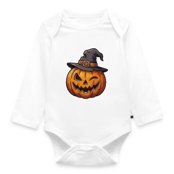 Kürbis mit einem charmanten Hut - Baby Bio-Langarm-Body - Weiß - Vorne