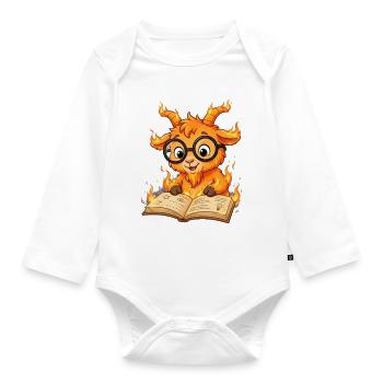 Leseratte Feuer Ziege Shirt 2027  - Baby Bio-Langarm-Body - Weiß - Vorne