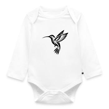 Schwarzer Kolibri Minimalistisch - Baby Bio-Langarm-Body - Weiß - Vorne