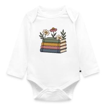 Bücher und Wildblumen - Baby Bio-Langarm-Body - Weiß - Vorne