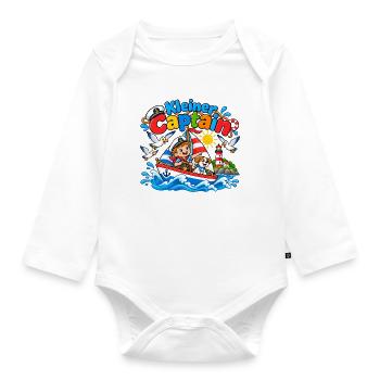 Kleiner Kapitän Abenteuerboot - Baby Bio-Langarm-Body - Weiß - Vorne