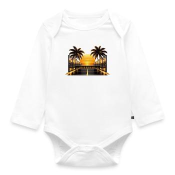 Sonnenuntergang am Palmendeck - Baby Bio-Langarm-Body - Weiß - Vorne