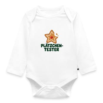 Plätzchentester Weihnachten - Baby Bio-Langarm-Body - Weiß - Vorne
