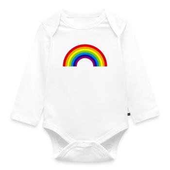 regenbogen - Baby Bio-Langarm-Body - Weiß - Vorne