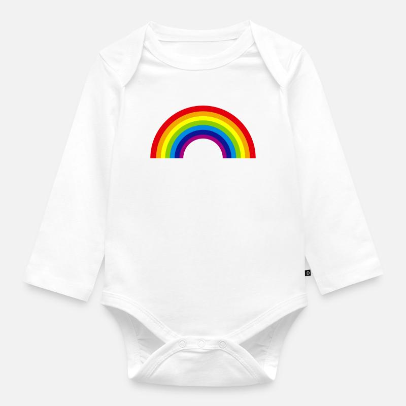 regenbogen - Baby Bio-Langarm-Body - Weiß