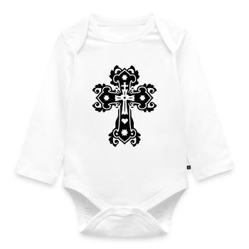 gothic kreuz - Organic Longsleeve Baby Bodysuit - white - Front