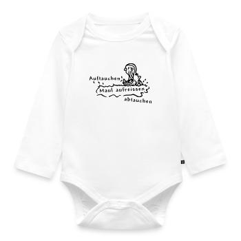 Hippo - Organic Longsleeve Baby Bodysuit - white - Front